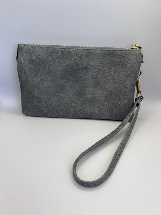 Riley Vegan Crossbody in Grey-Blue