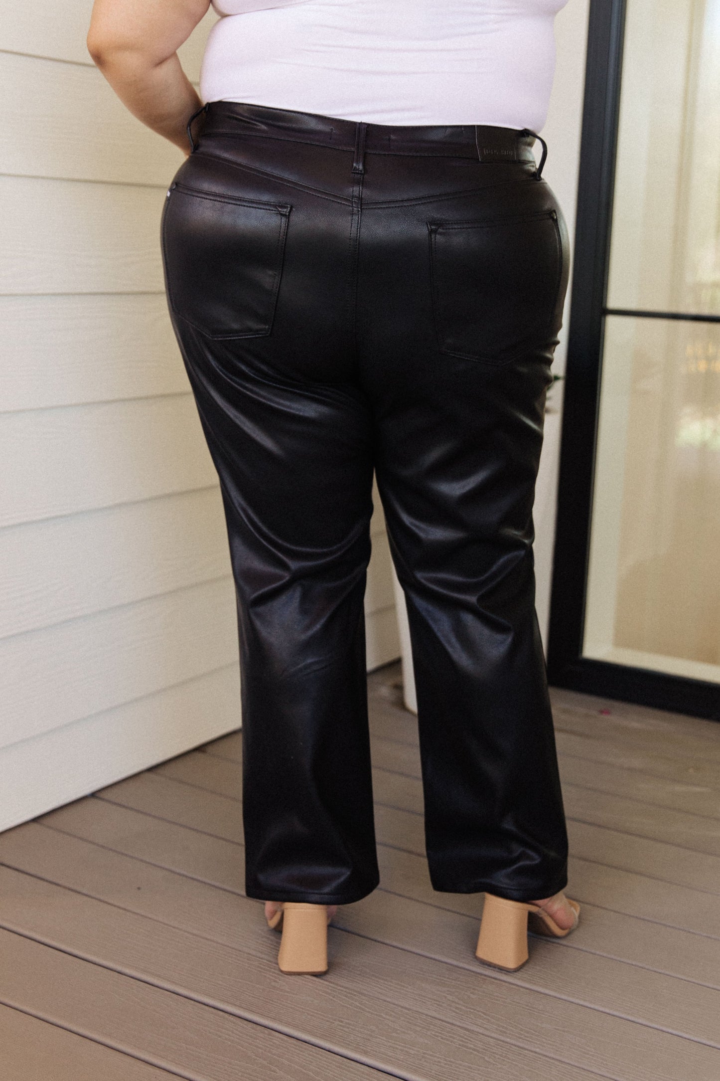 Tanya Control Top Faux Leather Pants in Black by RM