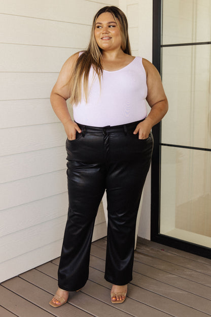 Tanya Control Top Faux Leather Pants in Black by RM