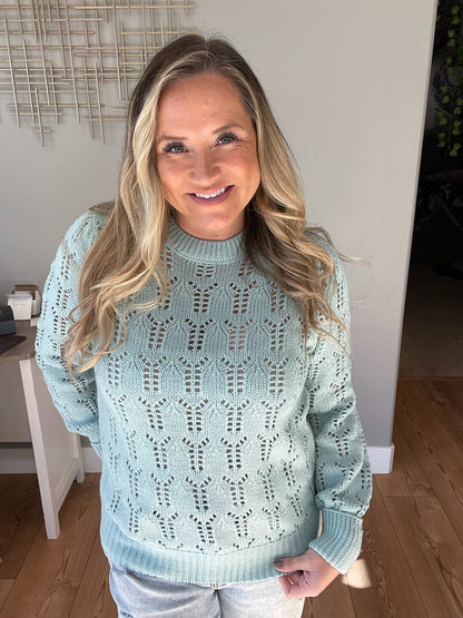 Hole In One Sheer Pointelle Knit Sweater