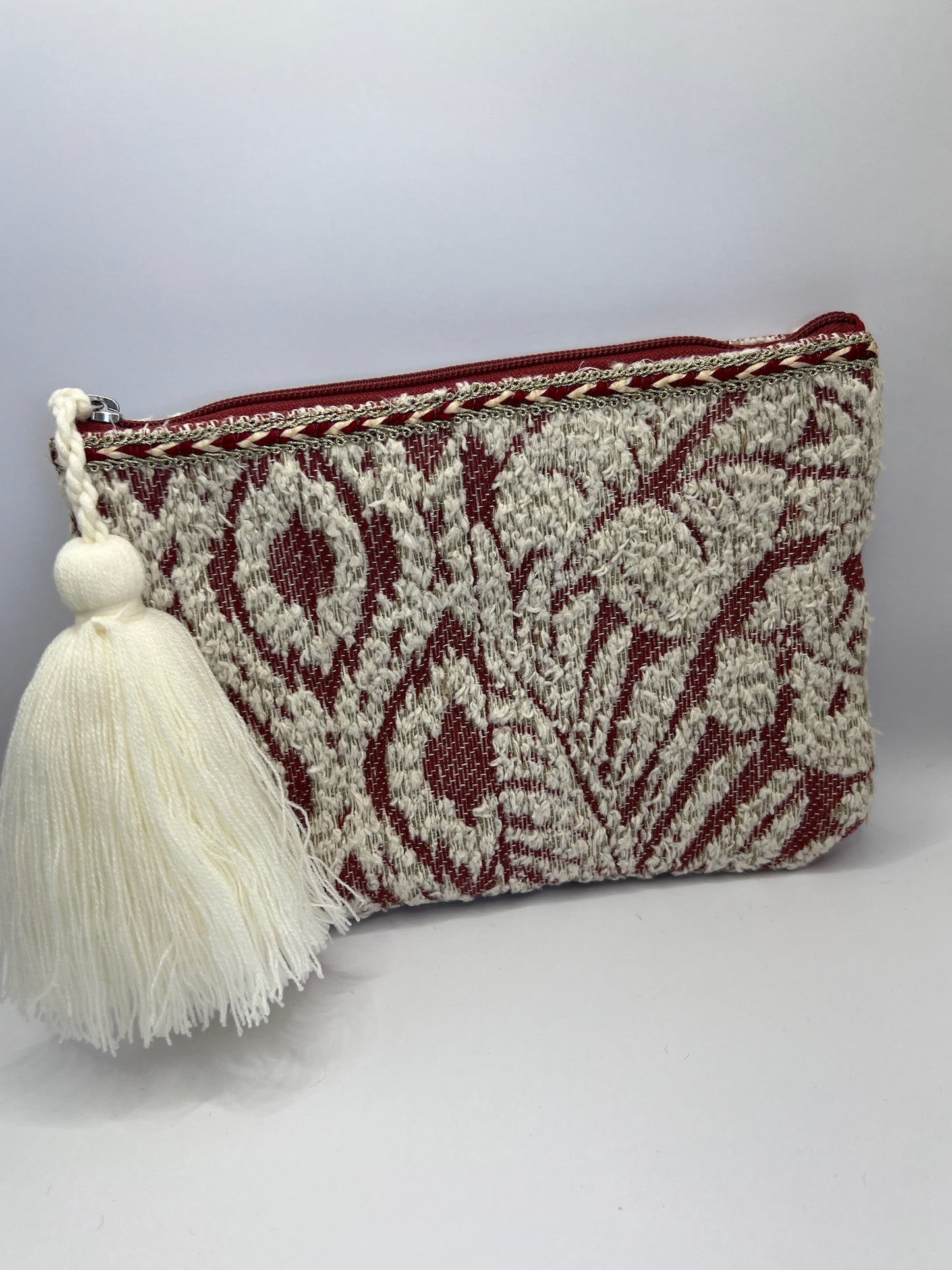 Adelaide Cotton Pouch in Off White/Rust