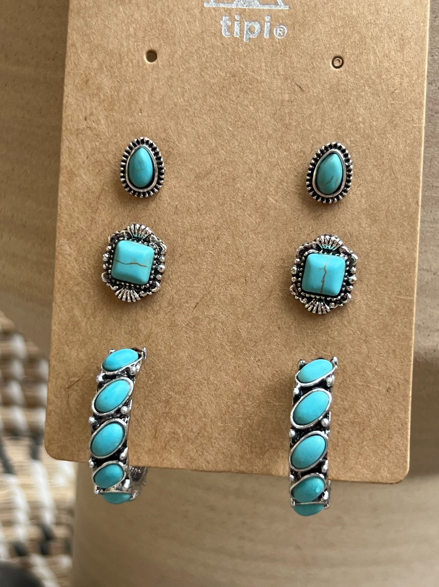 Set of 3 Turquoise Earrings