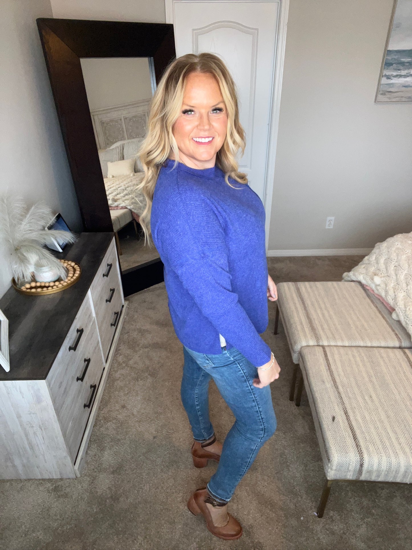 Casual Tuesday Ribbed Knit Sweater in Bright Blue by RM