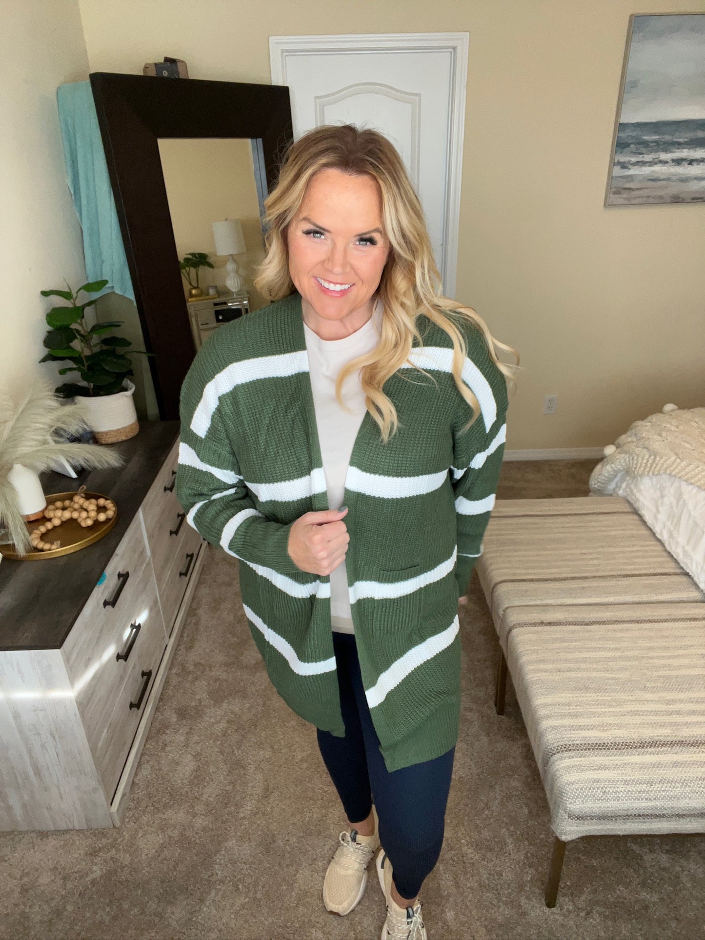 Brighter is Better Striped Cardigan in Green