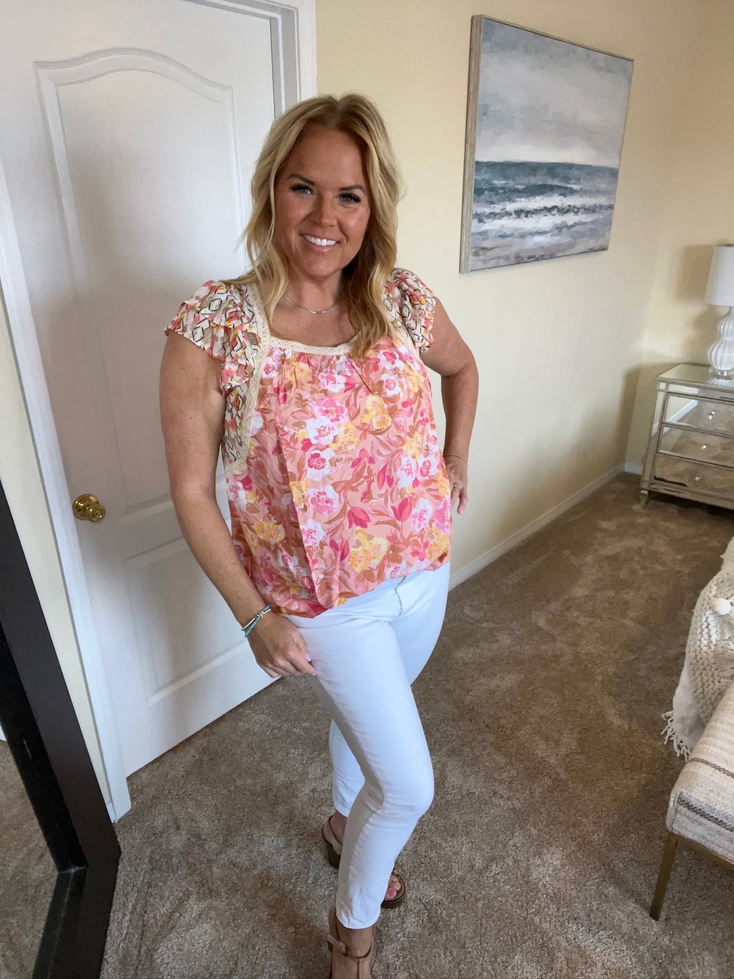 Not So Serious Floral Blouse in Pink