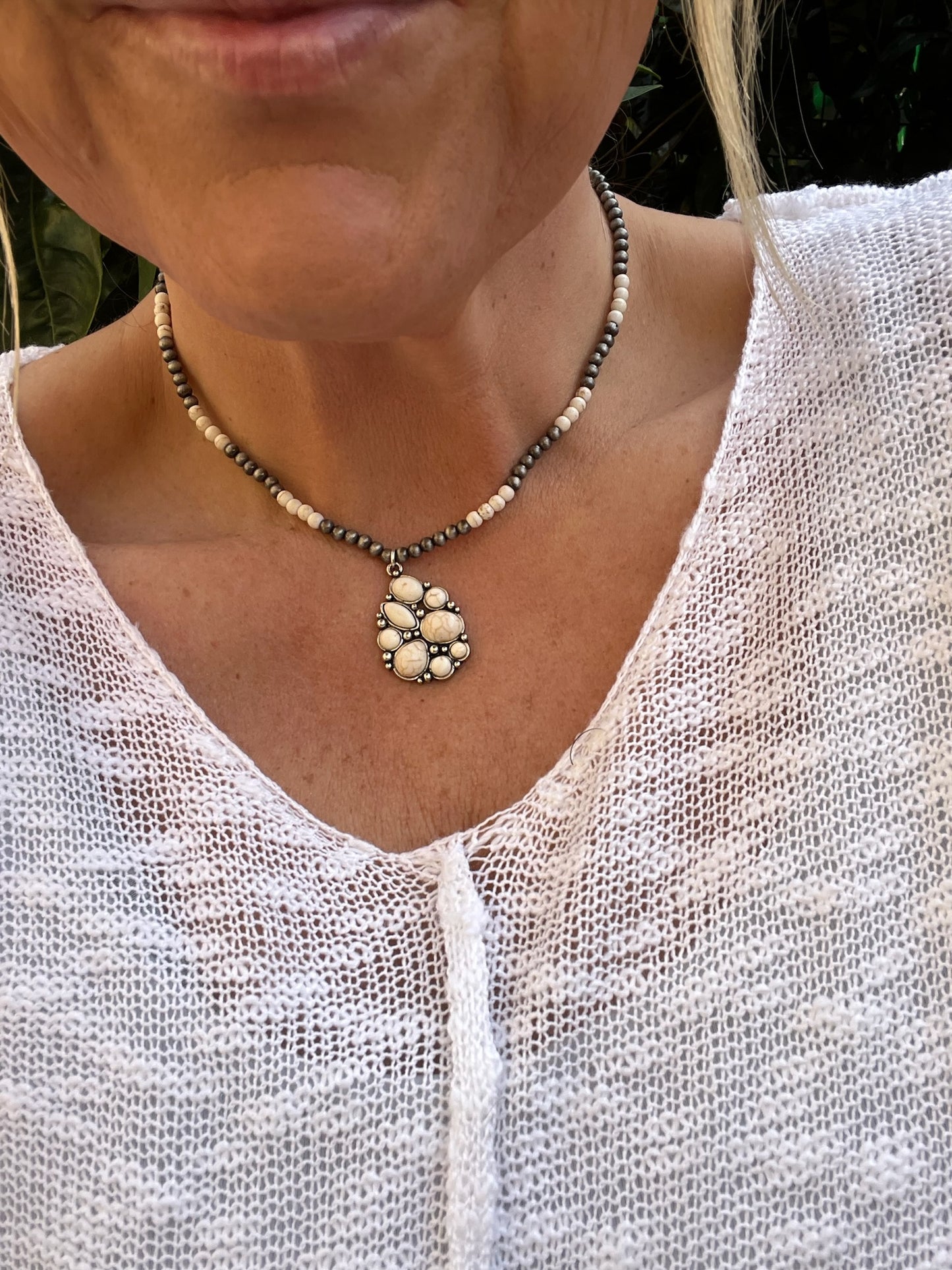 Navajo Pearl Teardrop Necklace