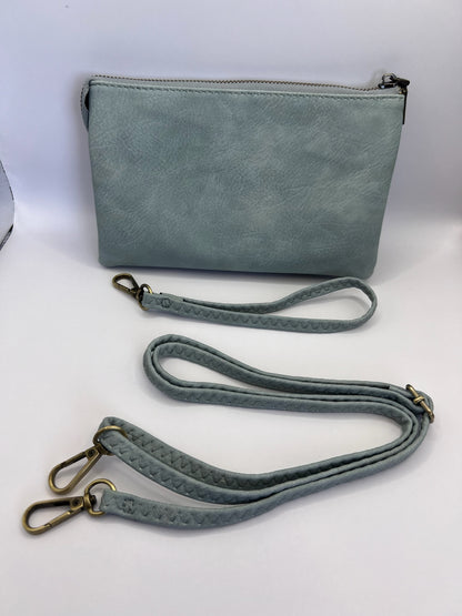 Riley Vegan Crossbody in Grey-Teal