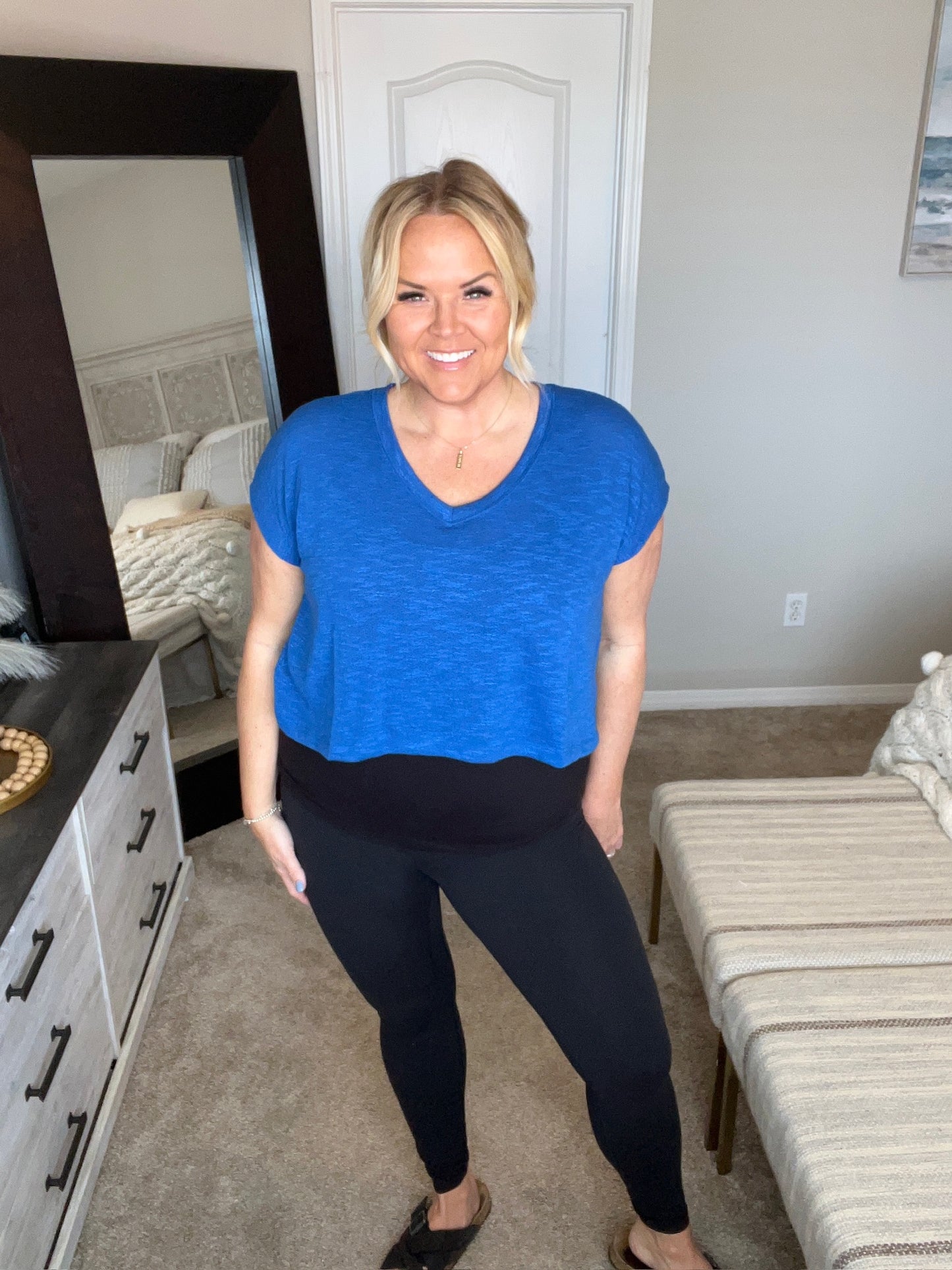 Classic Comfort V-Neck Top in Classic Blue