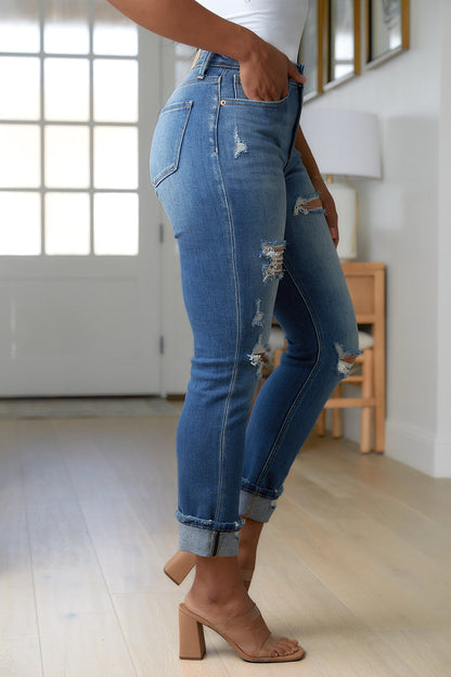 Belinda High Rise Distressed Straight Jeans by RM