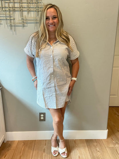 Cornelia Striped Shirt Dress by RM