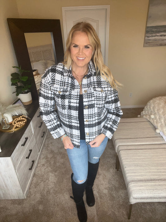 Kate Plaid Jacket in Black & White