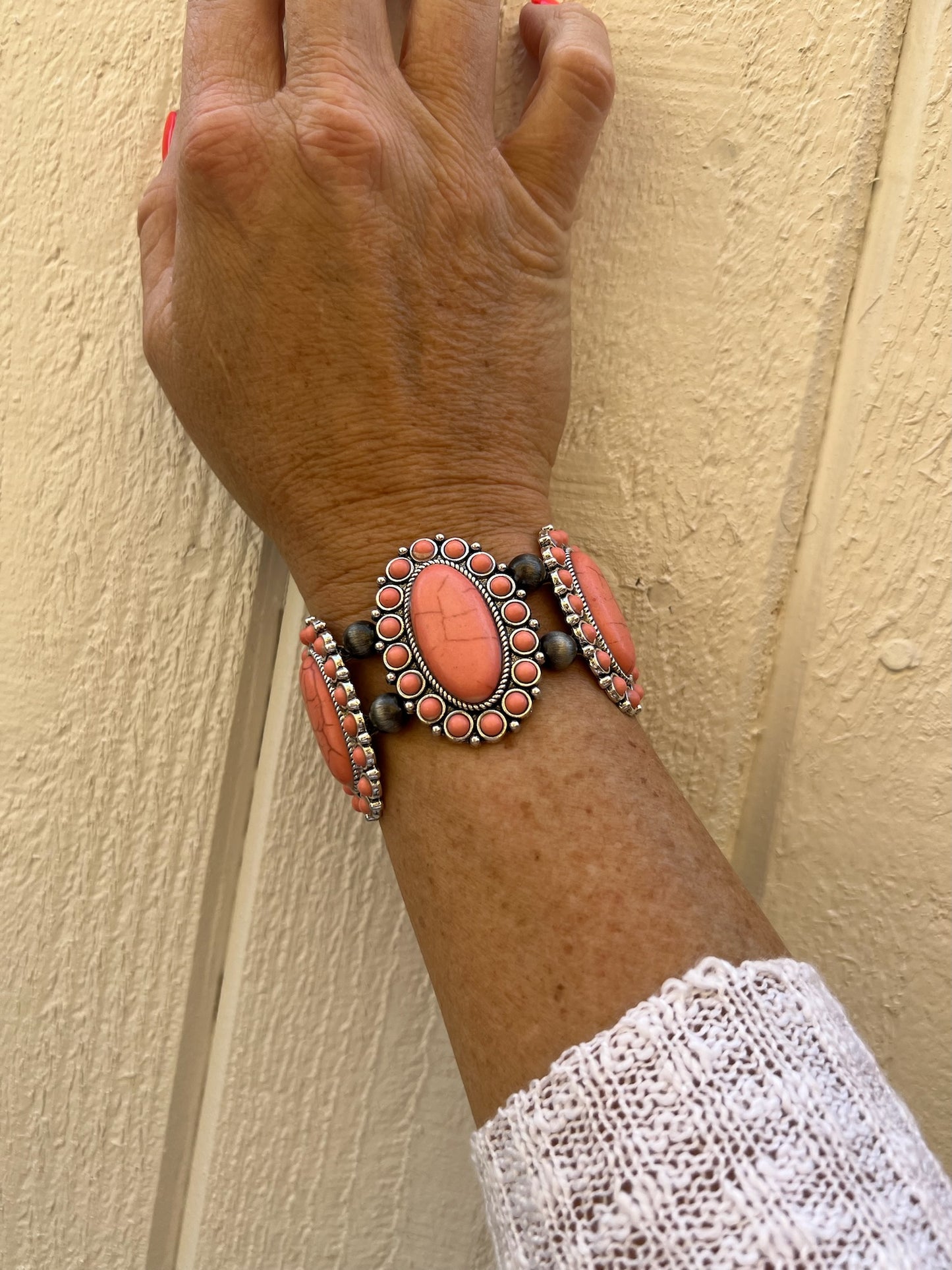 Western Coral Pink Stretch Bracelet