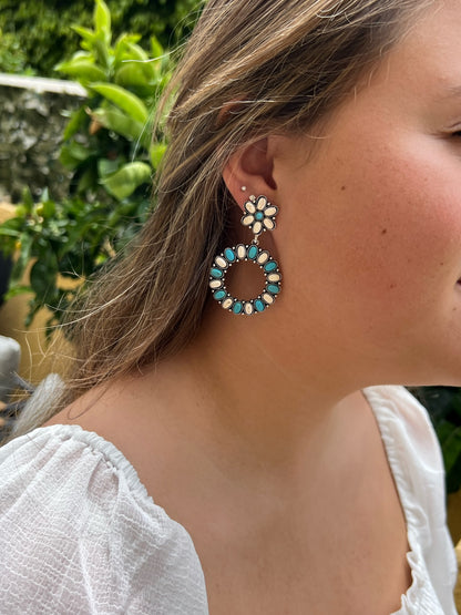 Turquoise & Ivory Boho/Western Earrings