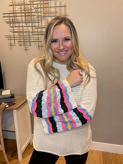 End of the Story Striped Sleeve Sweater