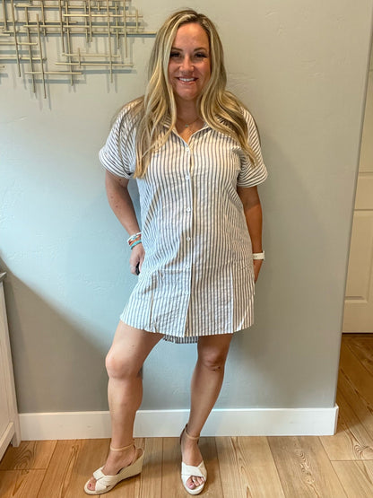 Cornelia Striped Shirt Dress by RM