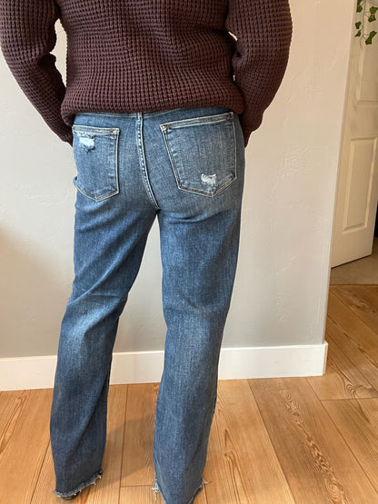 Rose High Rise 90's Straight Jeans in Dark Wash by RM