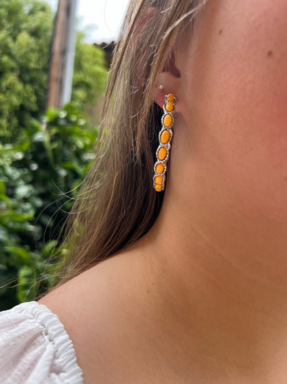 Yellow Stone Hoop Earrings