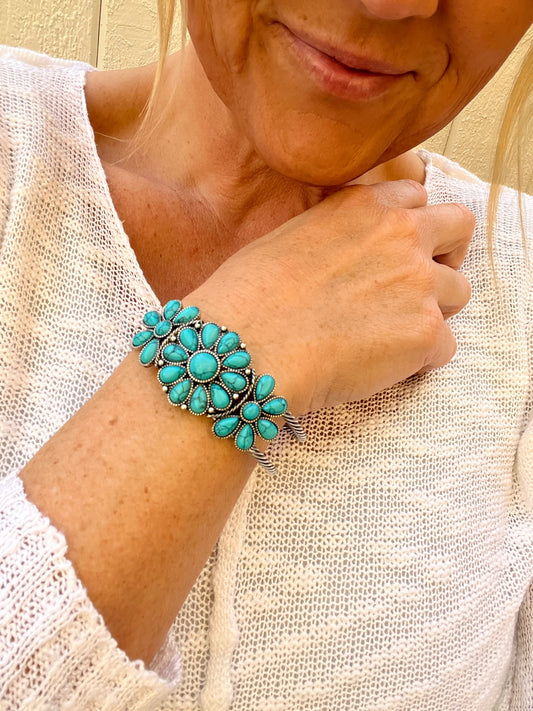 Turquoise Squash Blossom Cuff