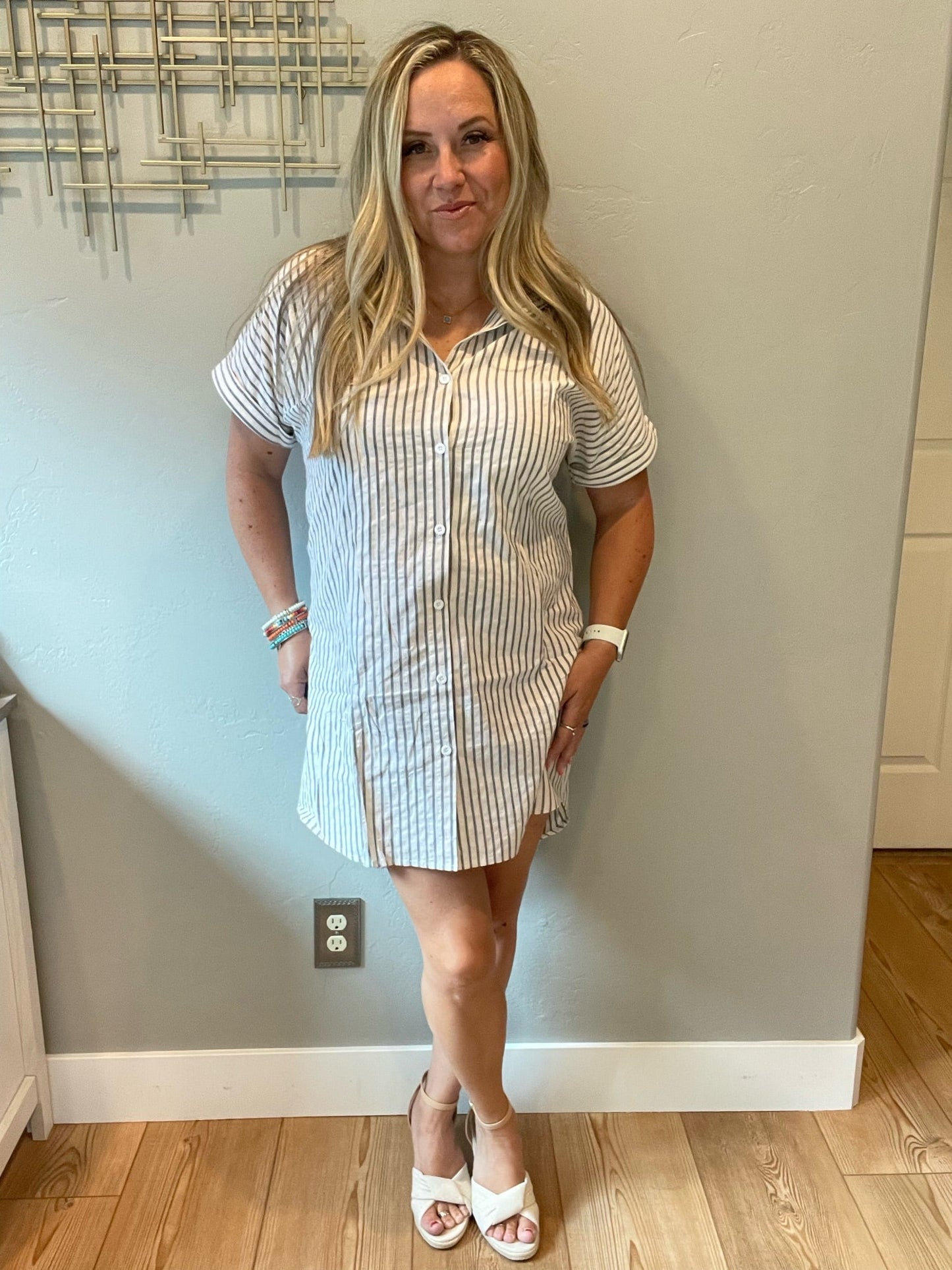 Cornelia Striped Shirt Dress by RM