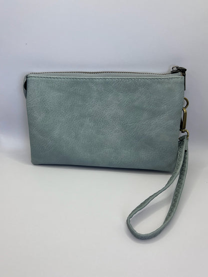 Riley Vegan Crossbody in Grey-Teal