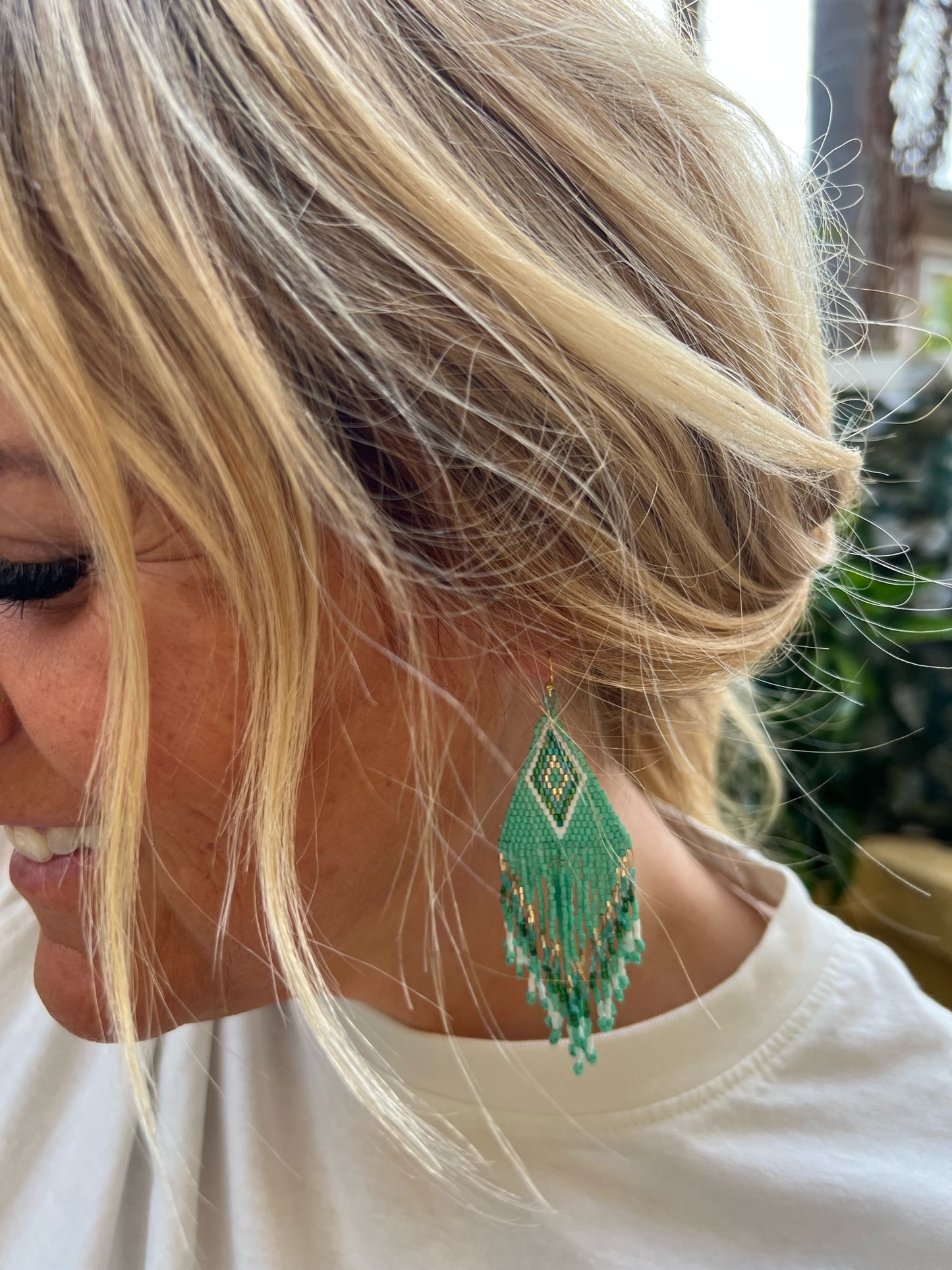 Mint Seeded Earrings