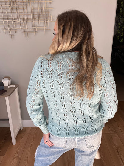 Hole In One Sheer Pointelle Knit Sweater