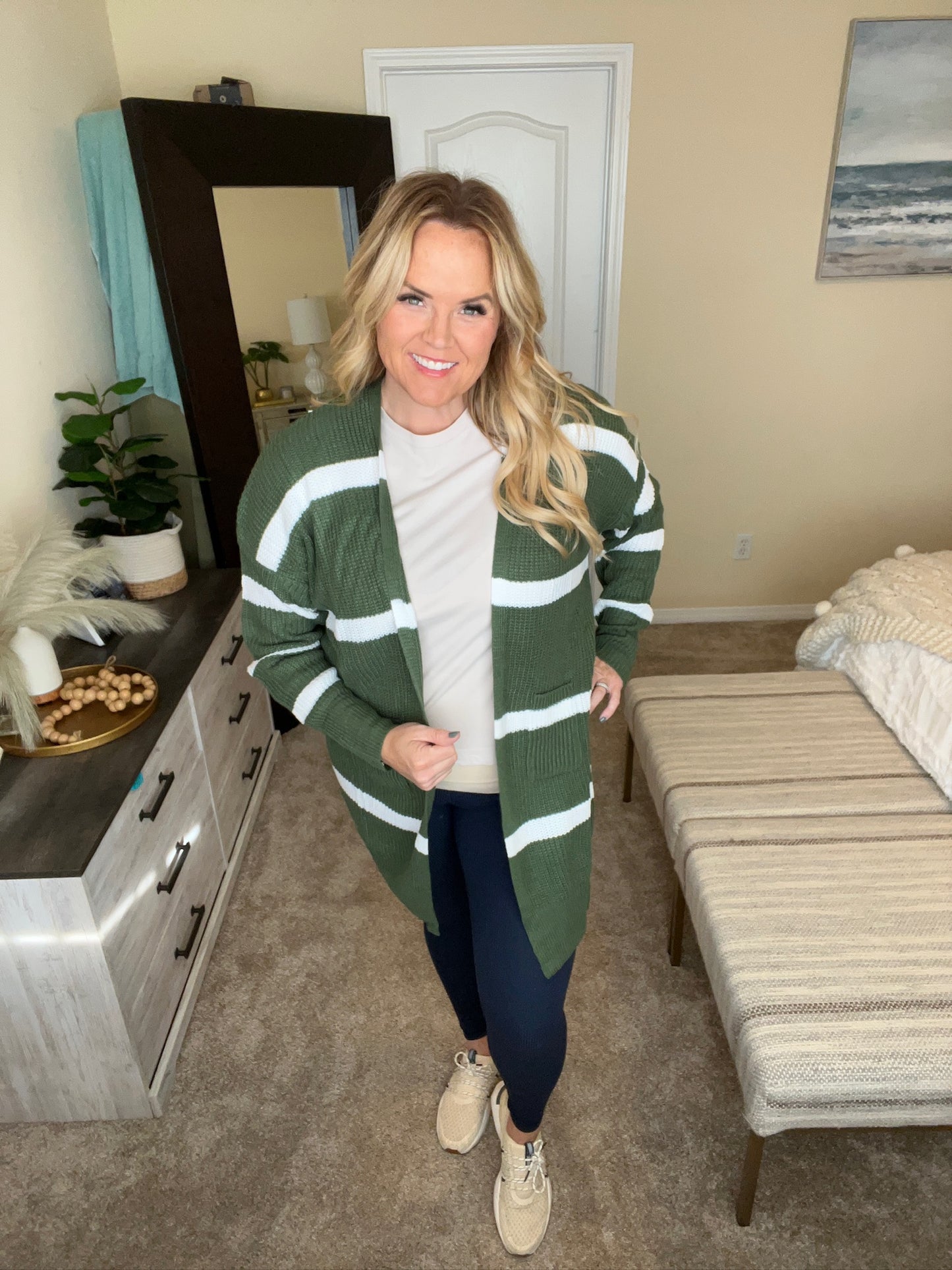 Brighter is Better Striped Cardigan in Green