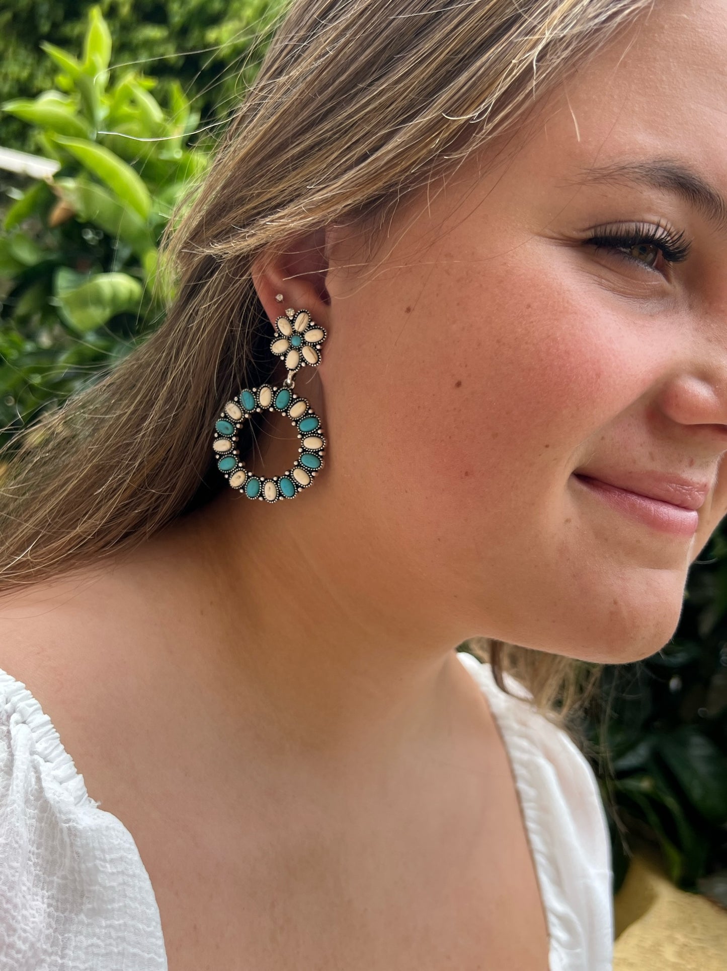 Turquoise & Ivory Boho/Western Earrings