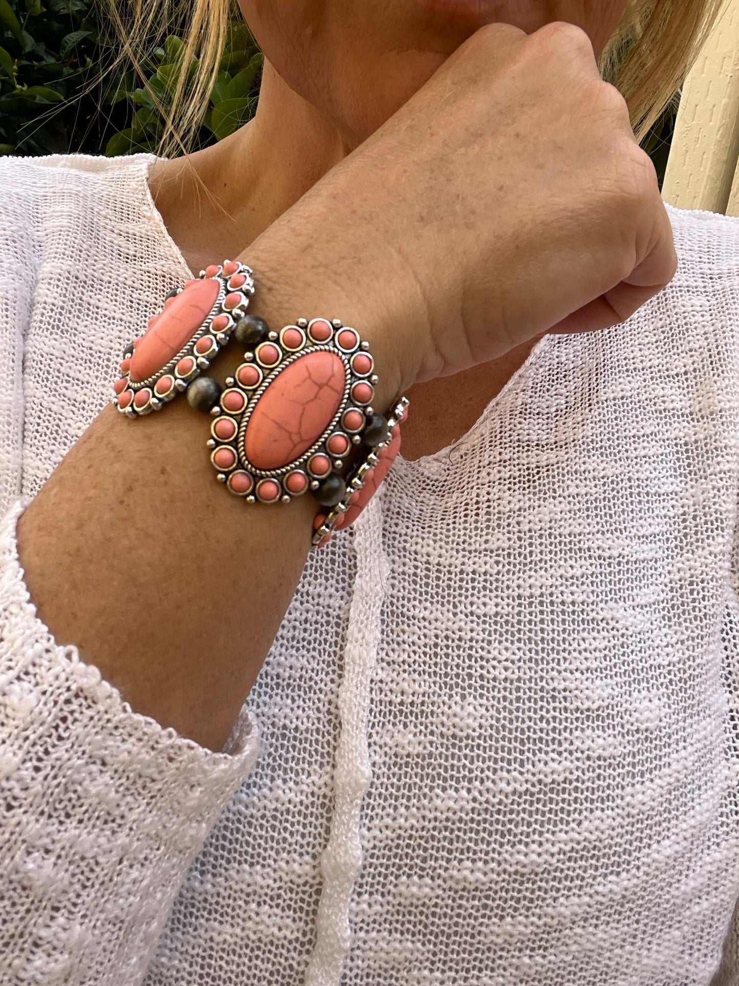 Western Coral Pink Stretch Bracelet