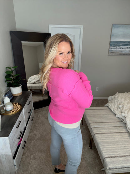 Back to Life V-Neck Sweater in Pink