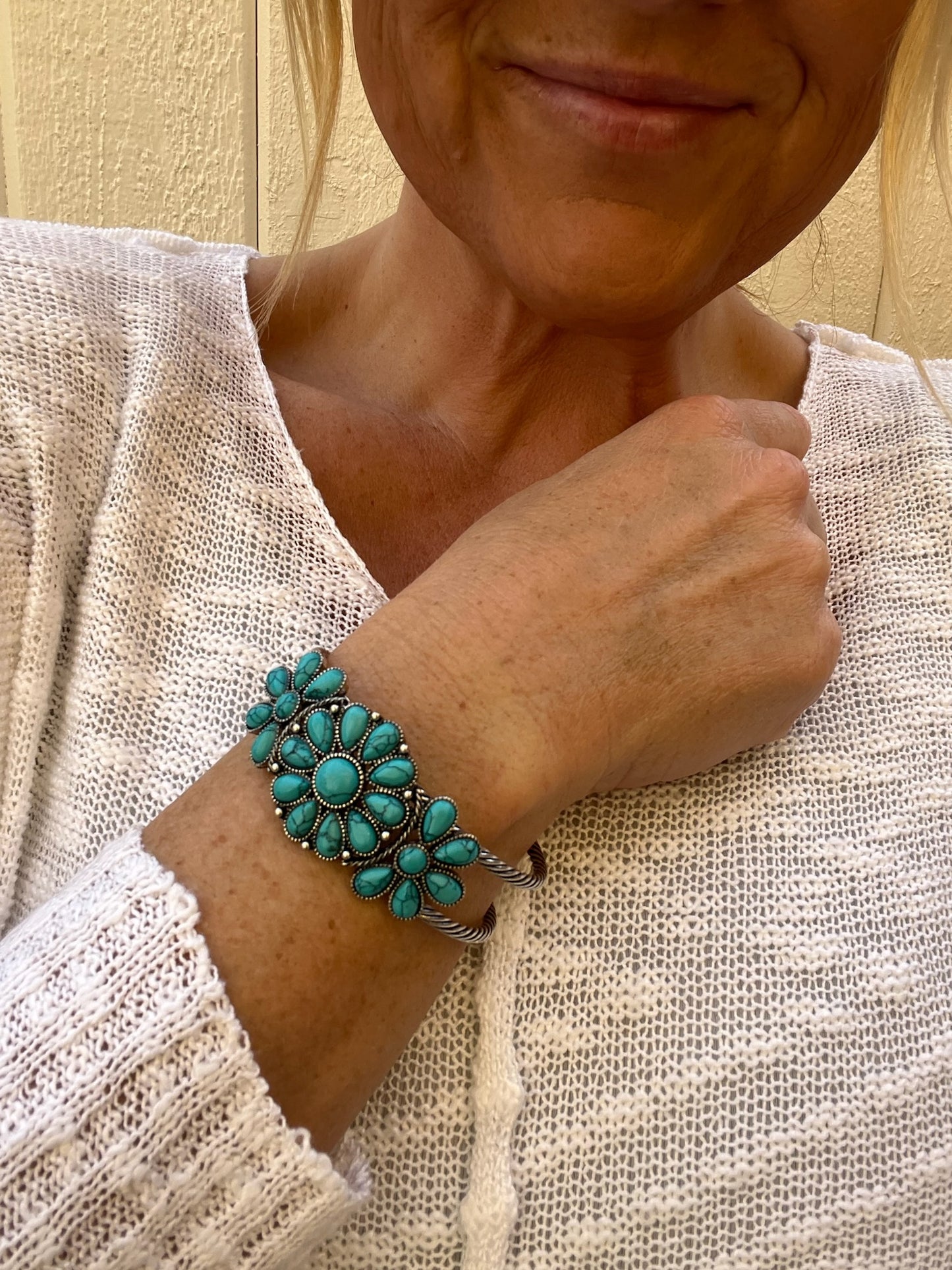 Turquoise Squash Blossom Cuff