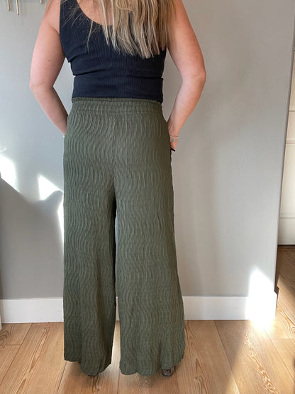 Harmony High Rise Wide Pants in Olive