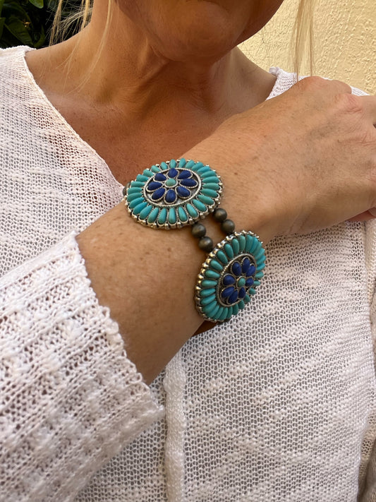 Western Turquoise & Cobalt Blue Stretch Bracelet