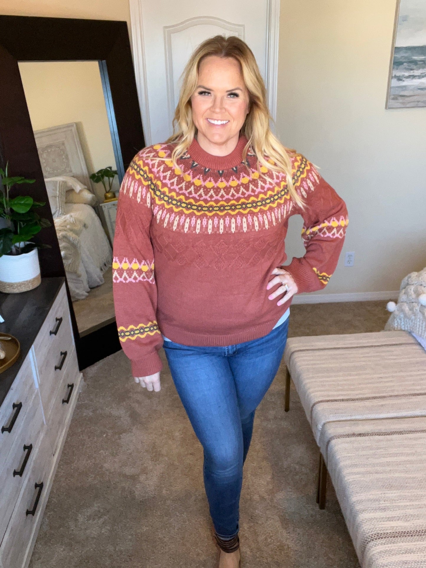 Cozy Chalet Fair Isle Sweater by RM