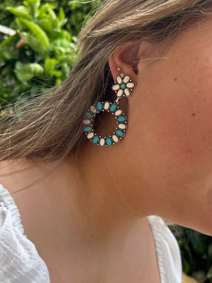 Turquoise & Ivory Boho/Western Earrings