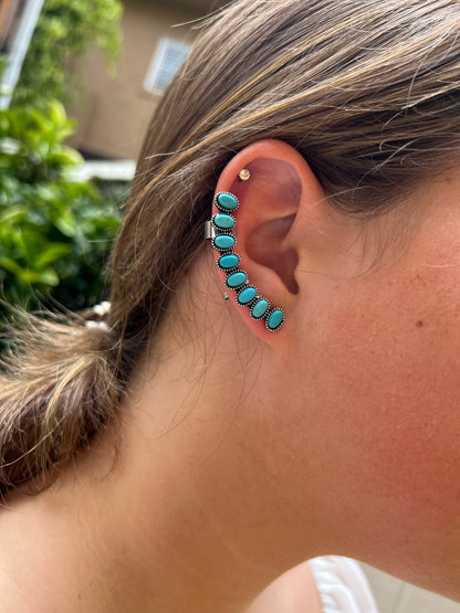 Turquoise Ear Cuff Stone Earrings