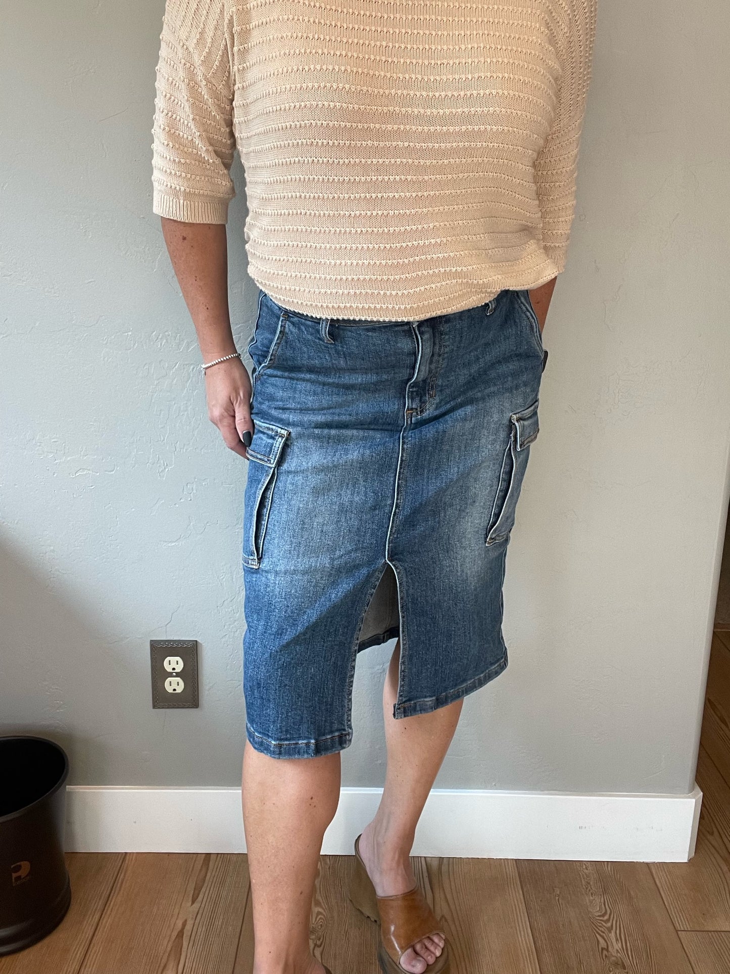 Always Be There Cargo Denim Skirt