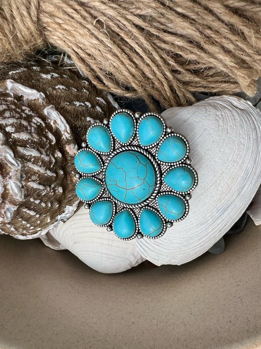 Turquoise Western Flower Phone Grip