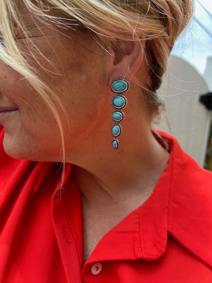 Dangling Turquoise Stone Accent Earrings