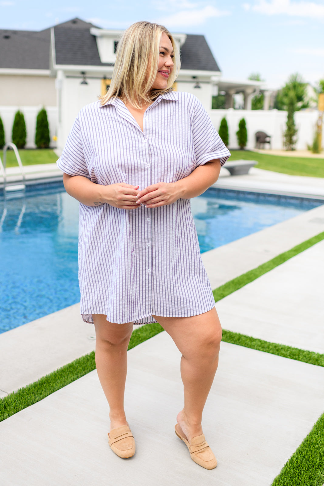 Cornelia Striped Shirt Dress by RM