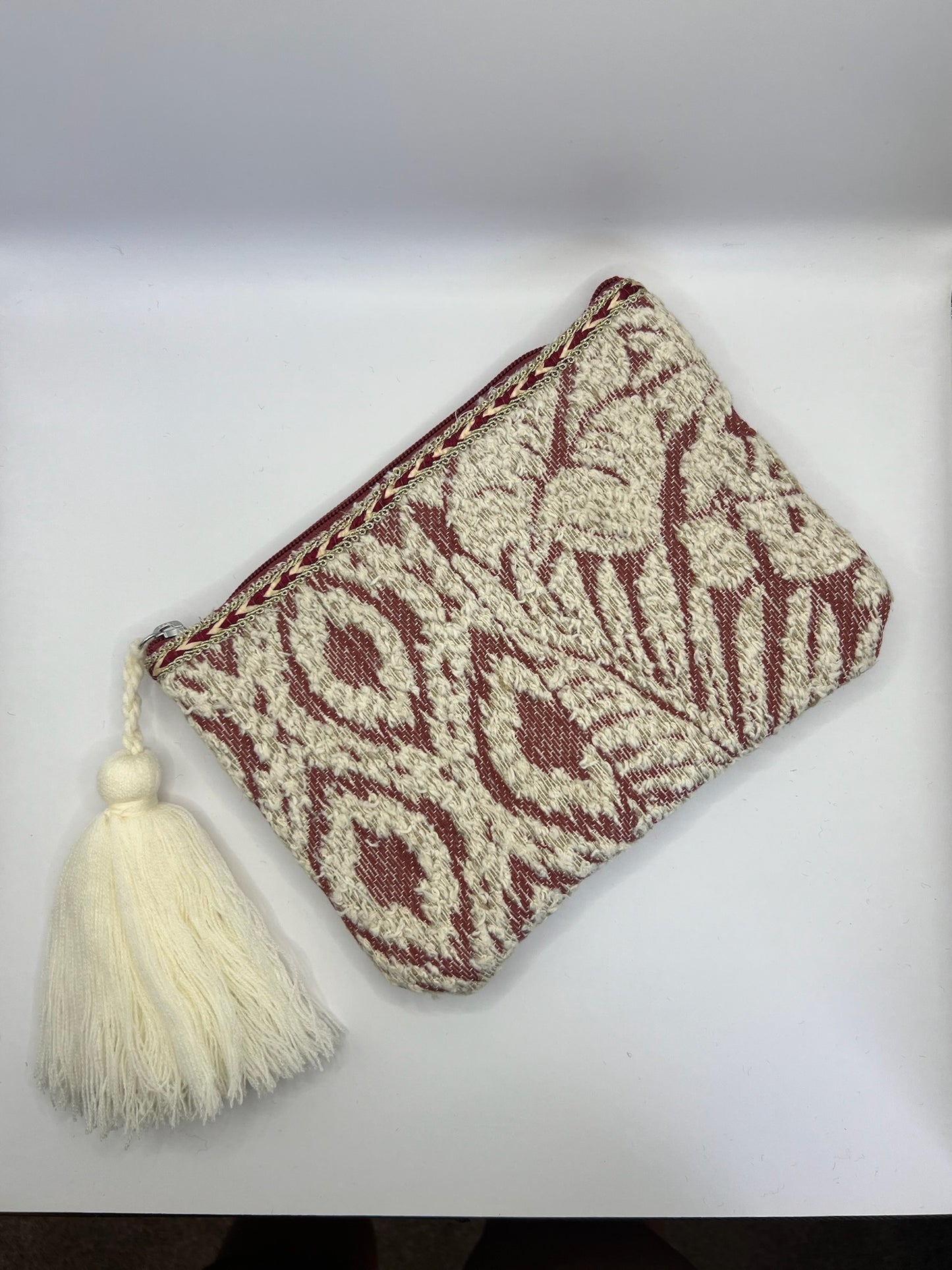 Adelaide Cotton Pouch in Off White/Rust