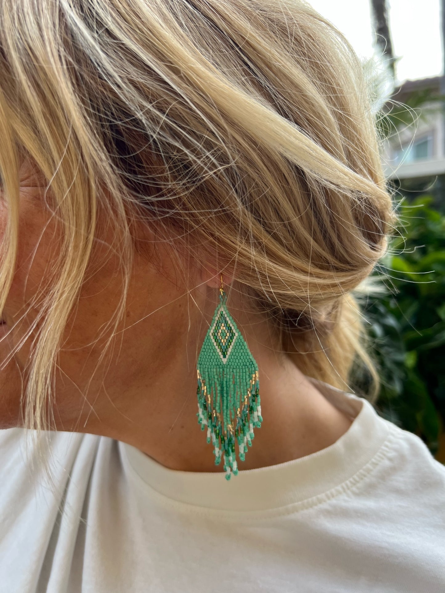 Mint Seeded Earrings