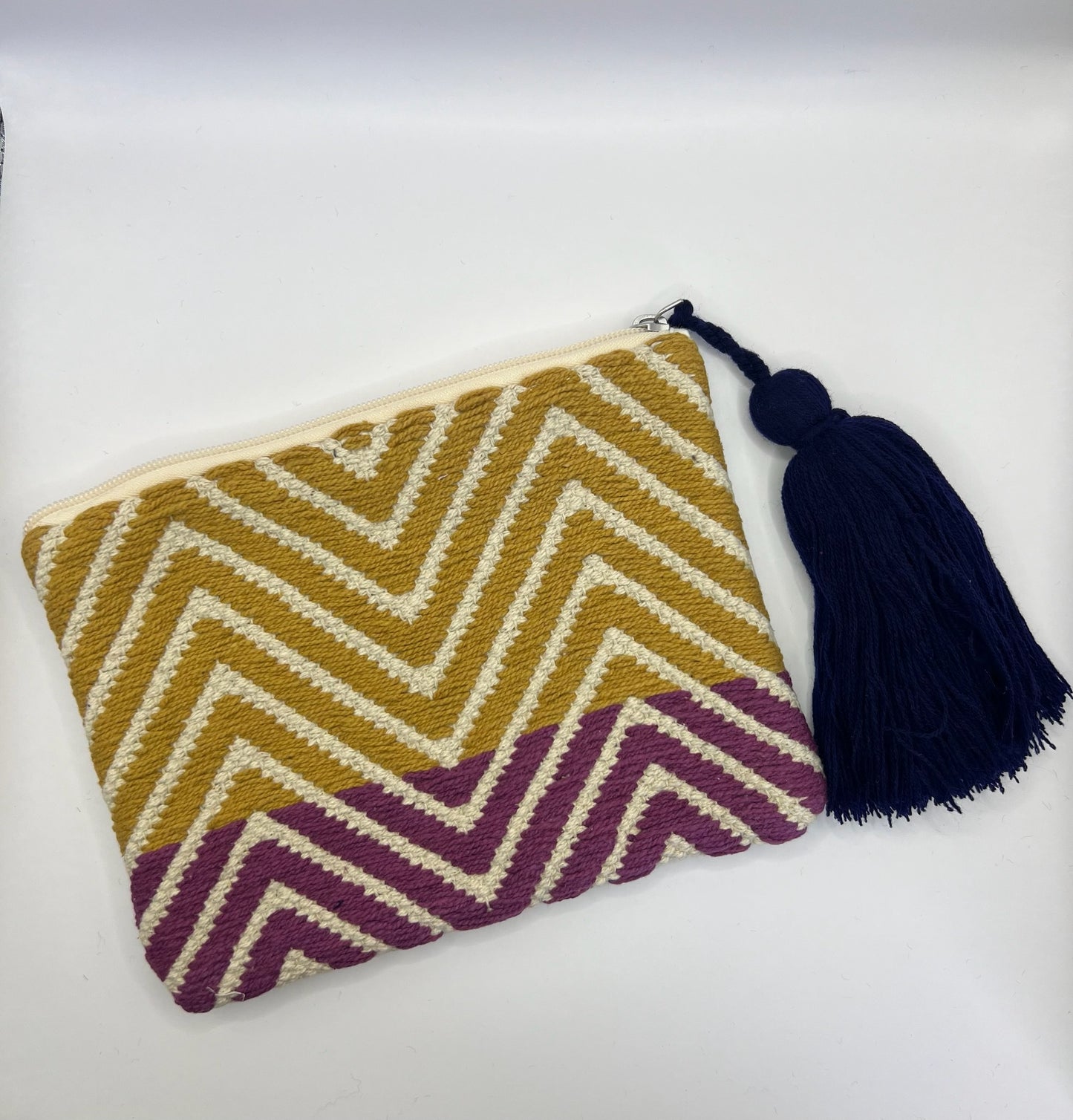 Adelaide Cotton Pouch in Mustard/Purple