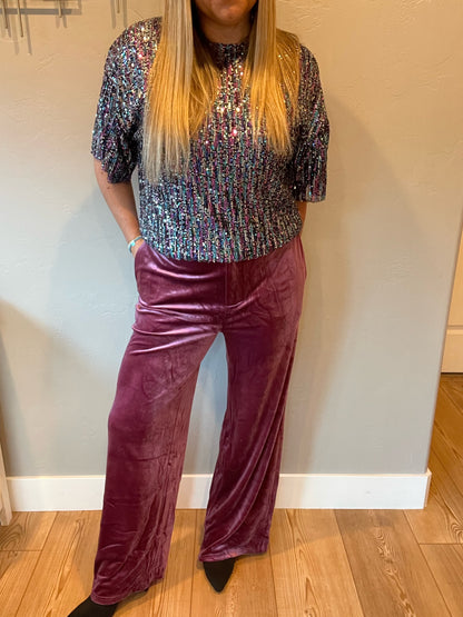 High Society Velvet Wide Leg Trousers