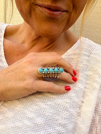 5 Turquoise Stone Stacked Ring