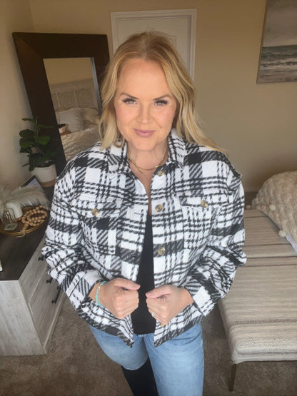 Kate Plaid Jacket in Black & White