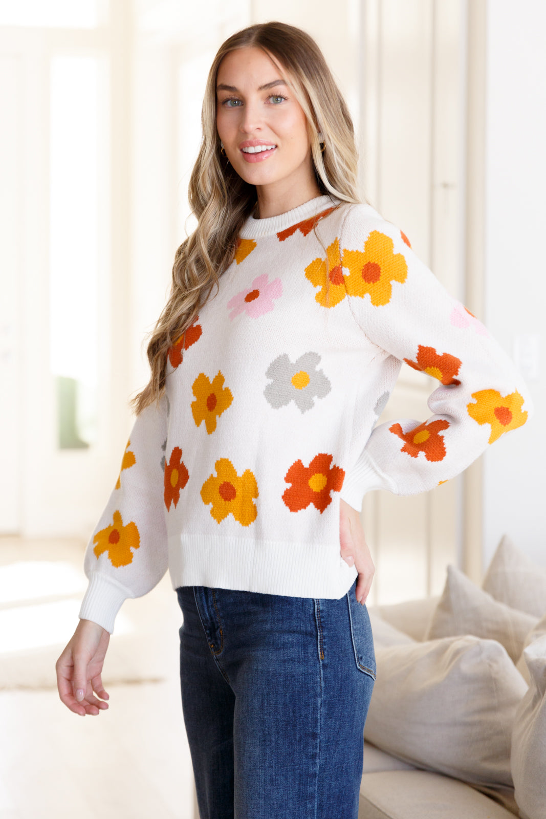 Falling Flowers Floral Sweater