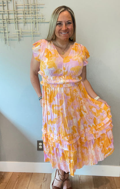 Orange & Pink Flutter Dress