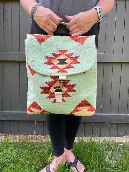 Mint, Tan, Brown & Orange Aztec Backpack