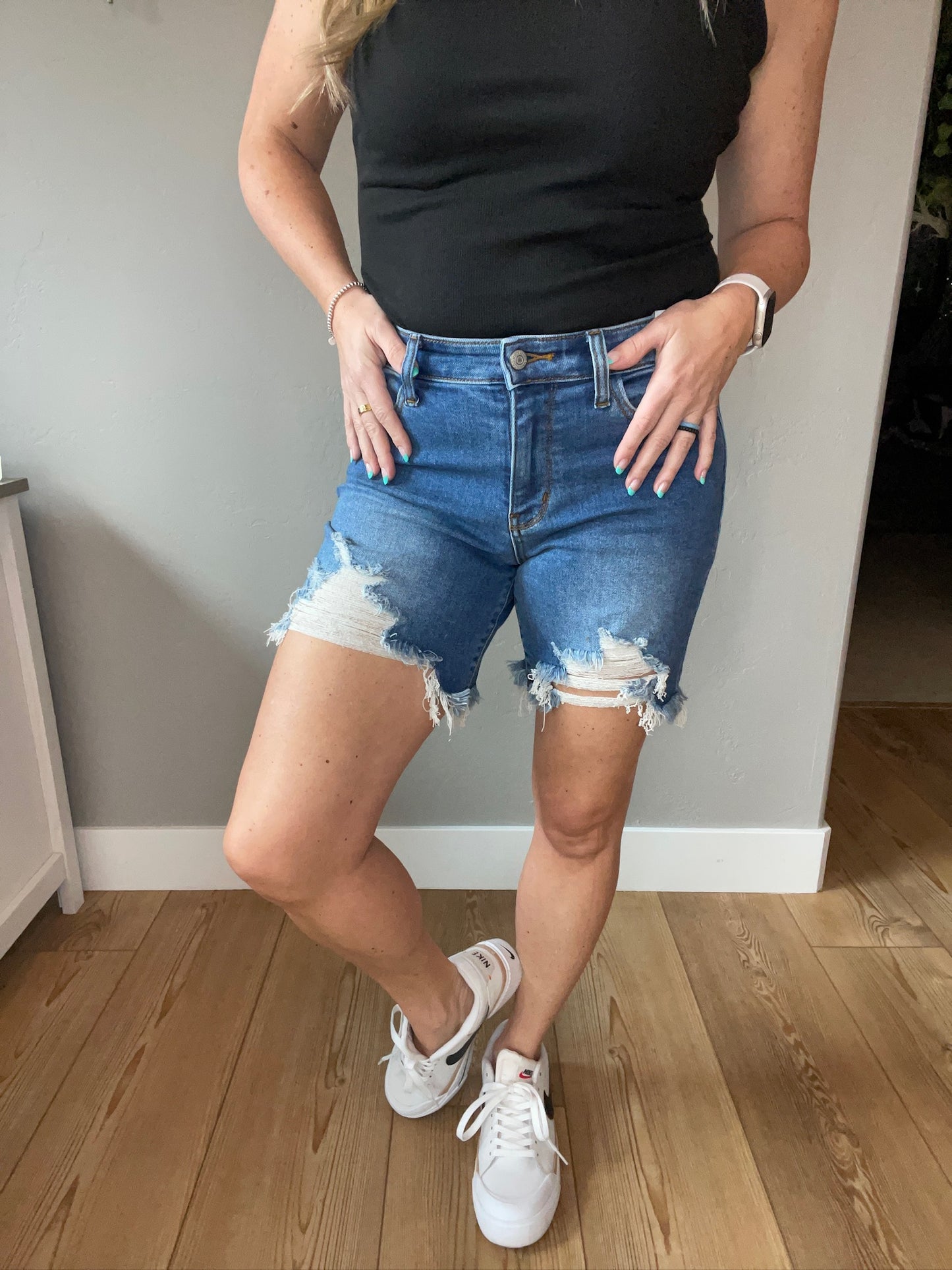 Kelsey Mid Rise Distressed Cutoff Shorts